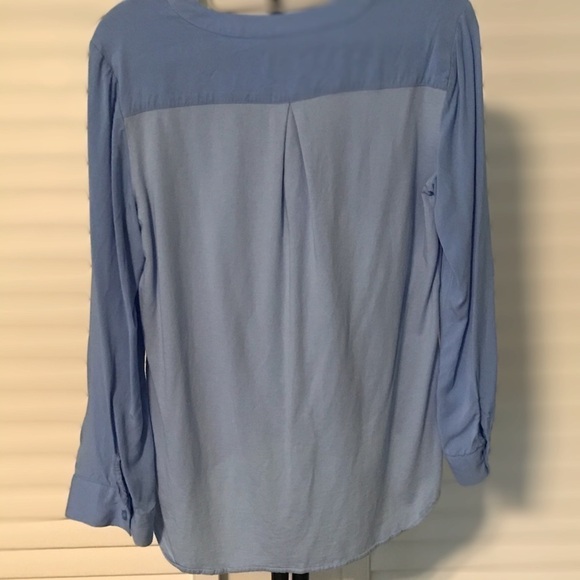 Chico's blue v-neck blouse w/front knot, S - Picture 4 of 4